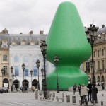 Gigantic green butt plug on public display